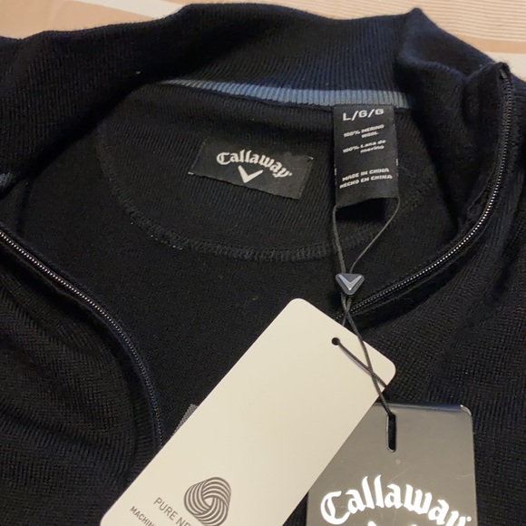Callaway men's sweater size large.  Black in color. Merino wool. - Picture 2 of 4